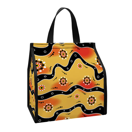 Australian Aboriginal Pattern Print Insulated Lunch Tote