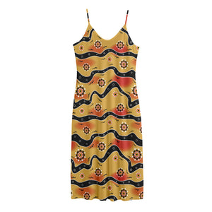 Australian Aboriginal Pattern Print Jersey Midi Cami Dress