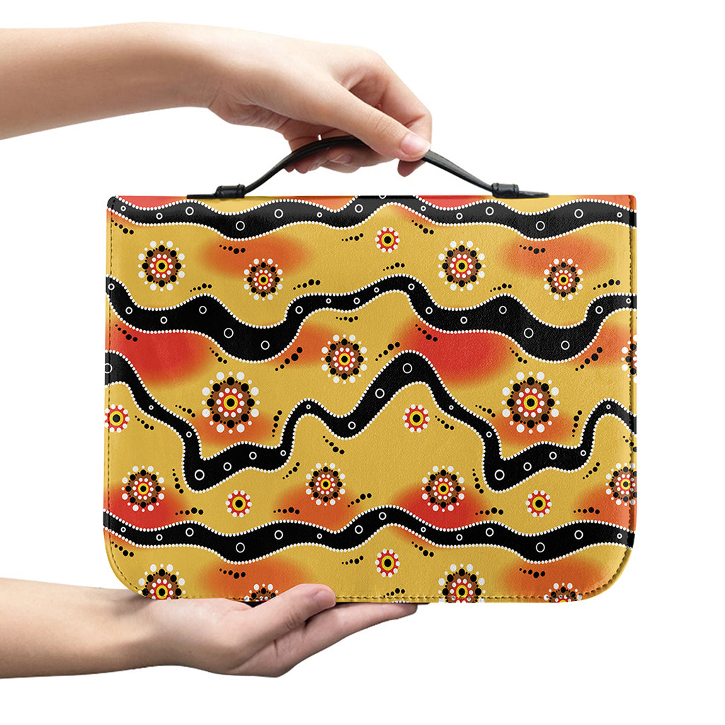 Australian Aboriginal Pattern Print Leather Bible Cover
