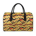 Australian Aboriginal Pattern Print Leather Duffle Bag