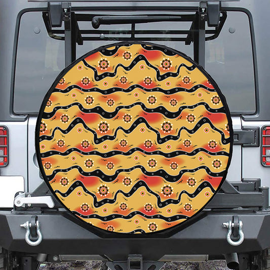 Australian Aboriginal Pattern Print Leather Spare Tire Cover
