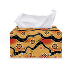 Australian Aboriginal Pattern Print Leather Tissue Box Cover