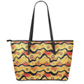 Australian Aboriginal Pattern Print Leather Tote Bag With Zipper