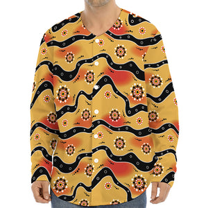 Australian Aboriginal Pattern Print Long Sleeve Baseball Jersey