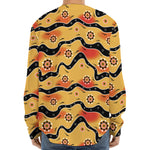 Australian Aboriginal Pattern Print Long Sleeve Baseball Jersey