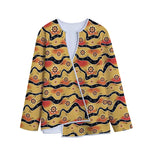 Australian Aboriginal Pattern Print Long Sleeve Short Coat