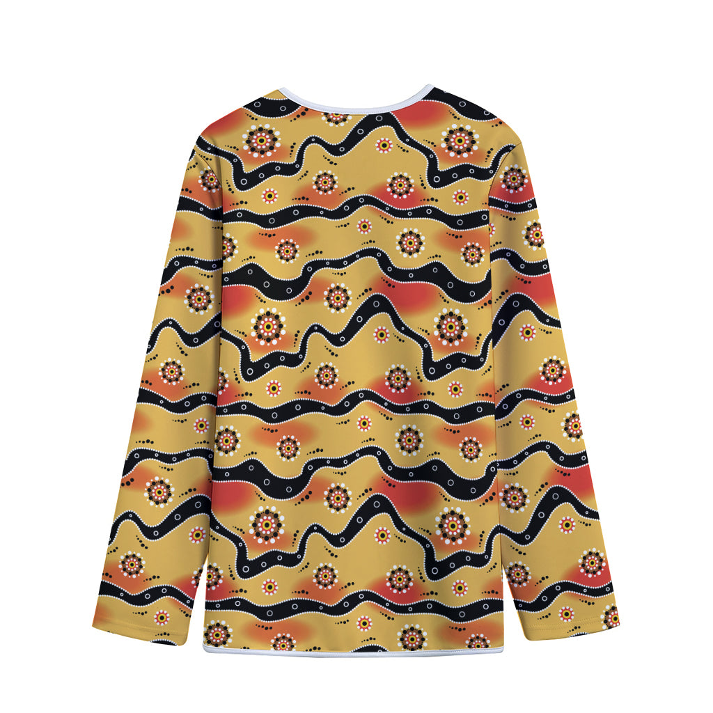 Australian Aboriginal Pattern Print Long Sleeve Short Coat