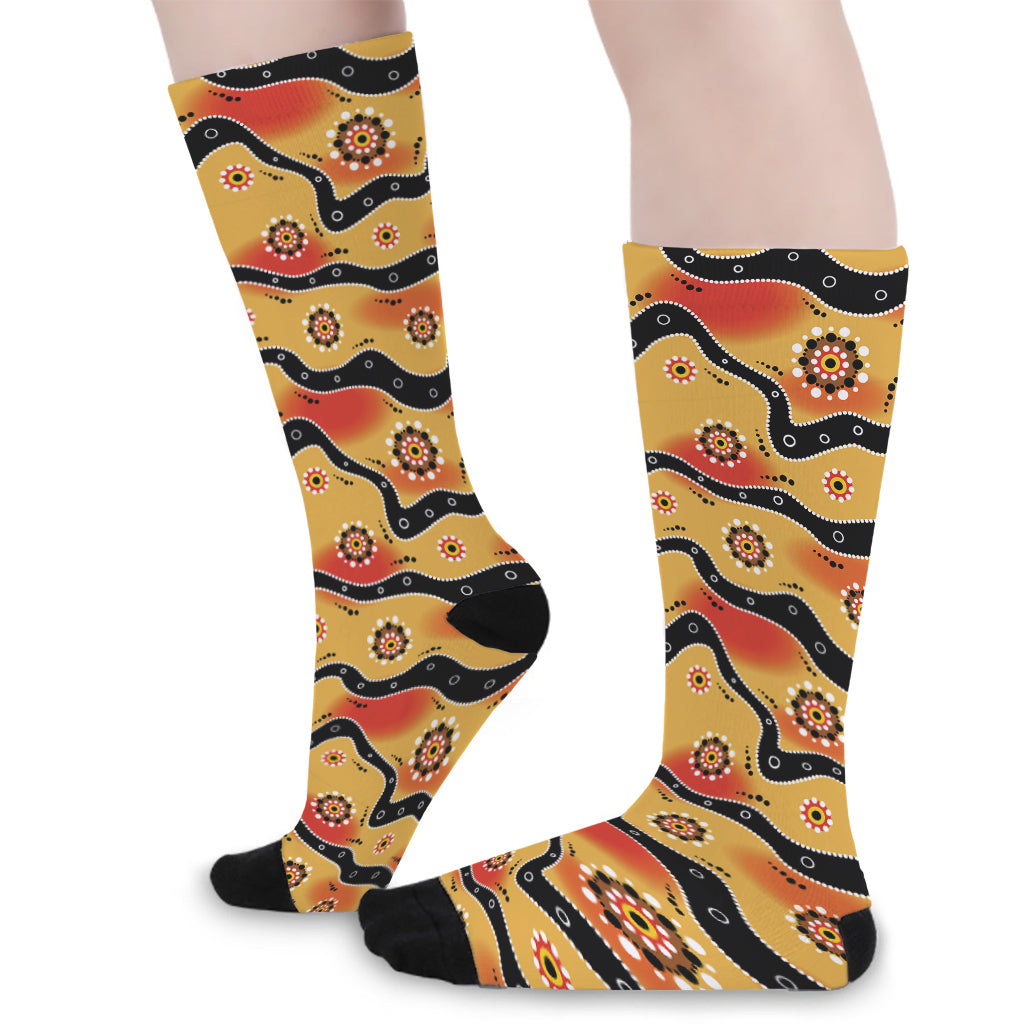 Australian Aboriginal Pattern Print Long Socks