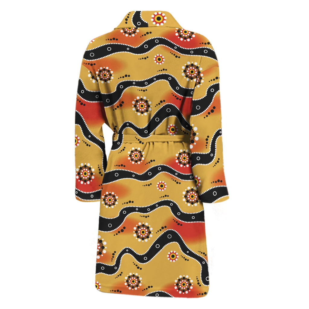 Australian Aboriginal Pattern Print Men's Bathrobe