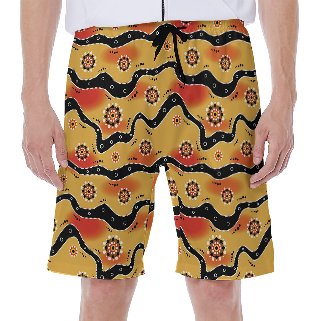 Australian Aboriginal Pattern Print Men's Beach Shorts