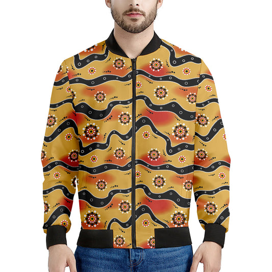Australian Aboriginal Pattern Print Men's Bomber Jacket