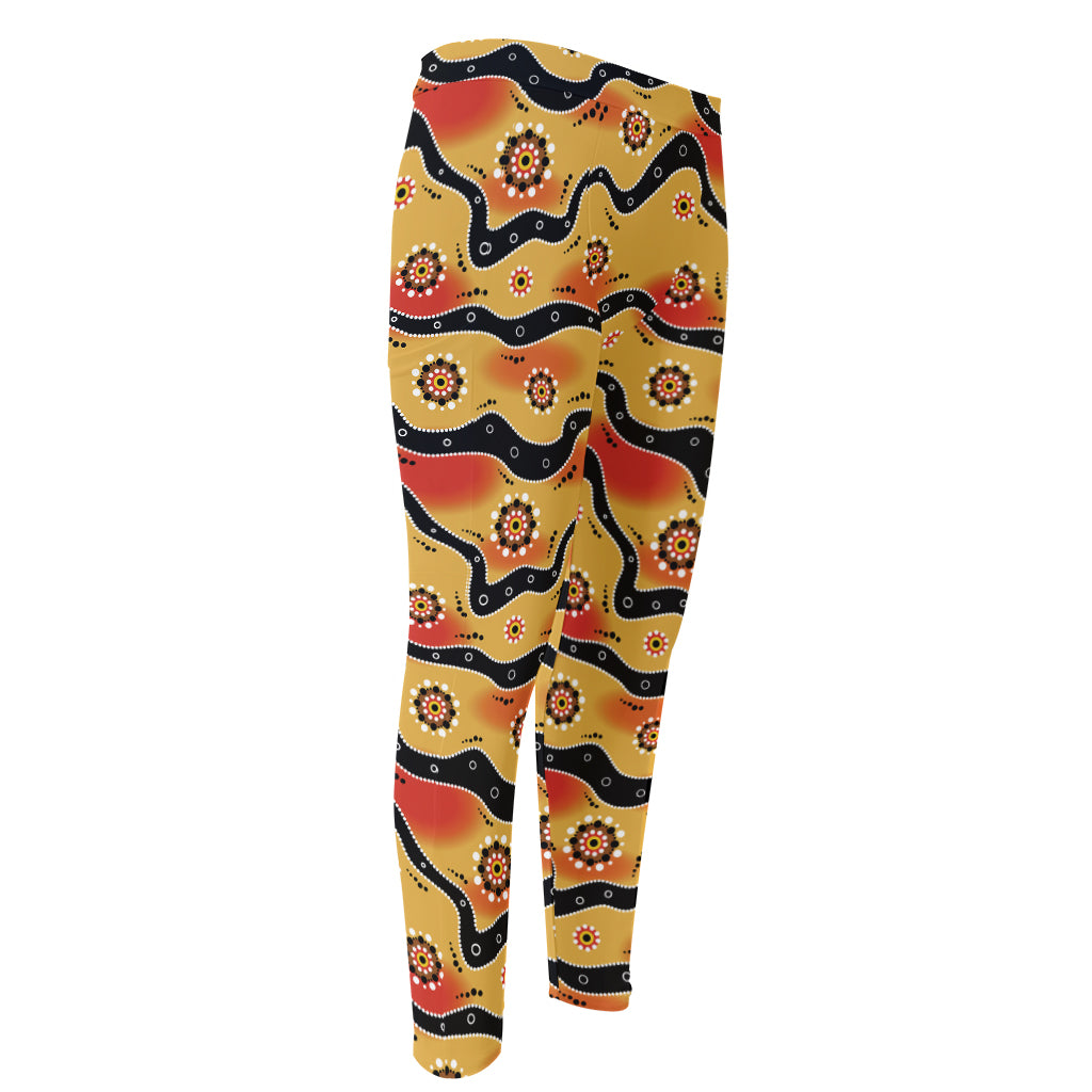 Australian Aboriginal Pattern Print Men's Compression Pants