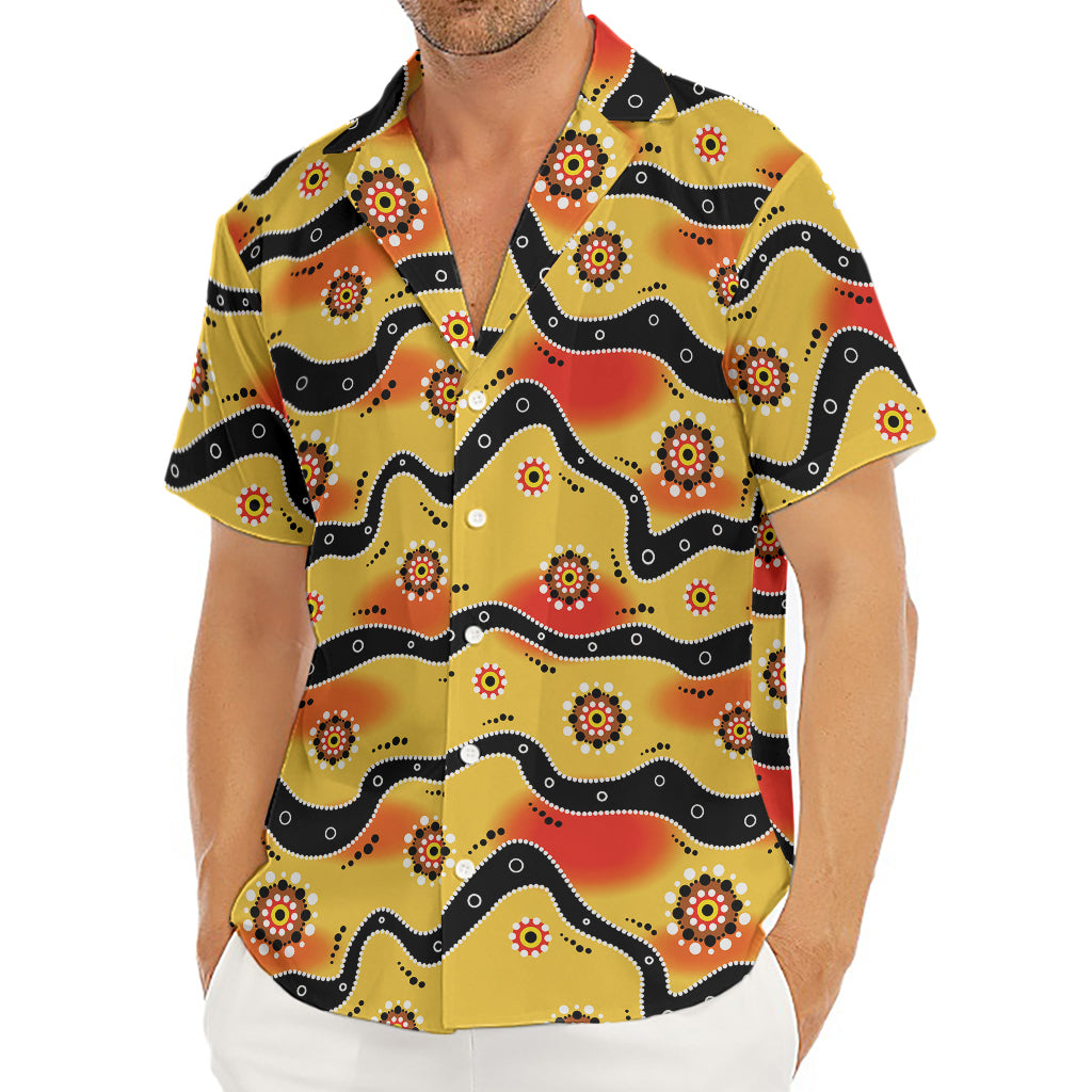 Australian Aboriginal Pattern Print Men's Deep V-Neck Shirt