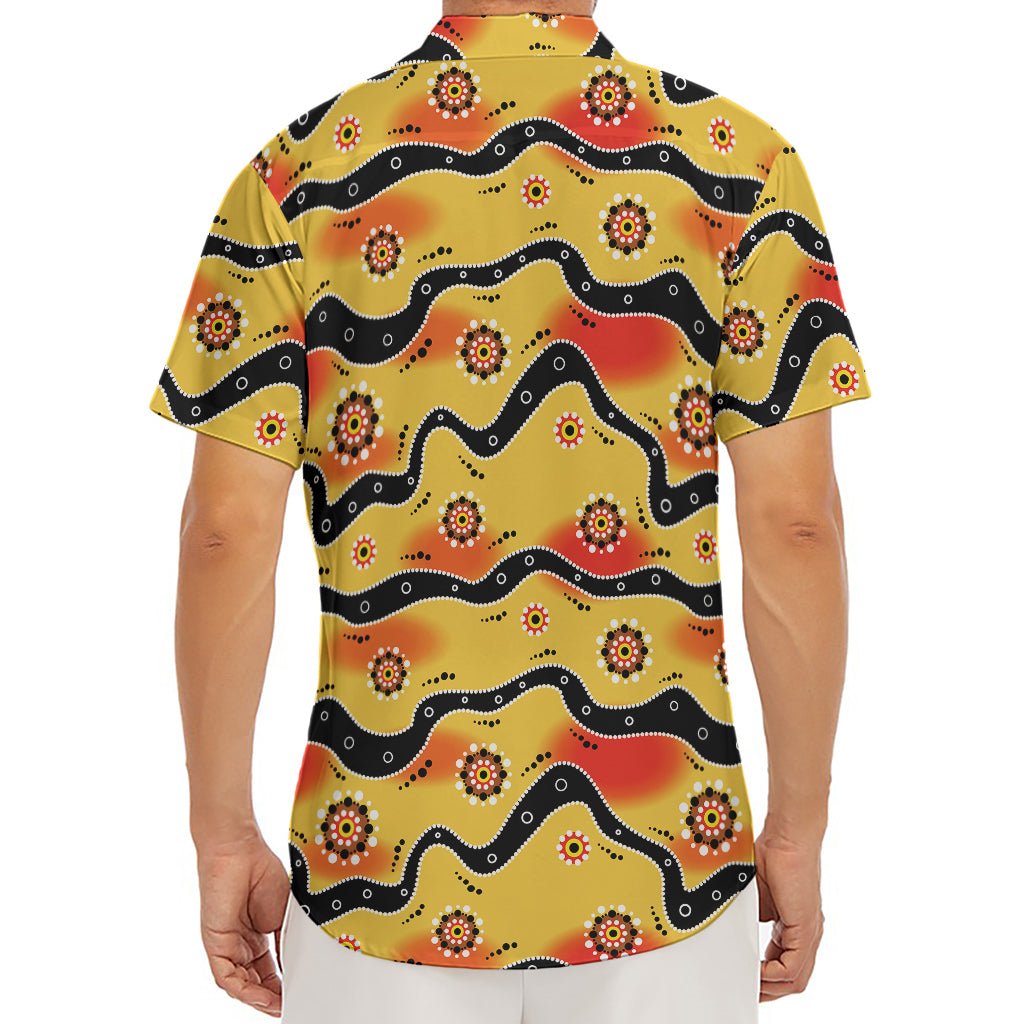 Australian Aboriginal Pattern Print Men's Deep V-Neck Shirt