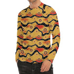 Australian Aboriginal Pattern Print Men's Long Sleeve Rash Guard