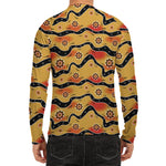 Australian Aboriginal Pattern Print Men's Long Sleeve Rash Guard