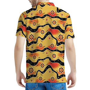 Australian Aboriginal Pattern Print Men's Polo Shirt