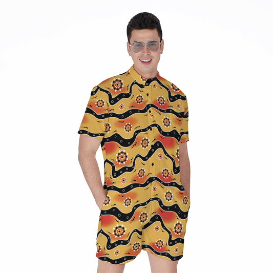 Australian Aboriginal Pattern Print Men's Rompers