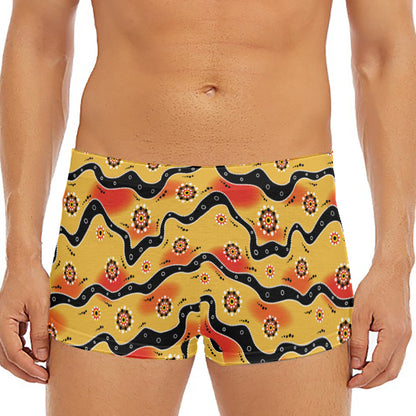 Australian Aboriginal Pattern Print Men's Short Boxer Briefs