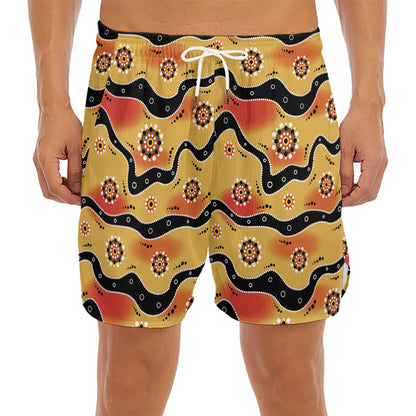 Australian Aboriginal Pattern Print Men's Split Running Shorts