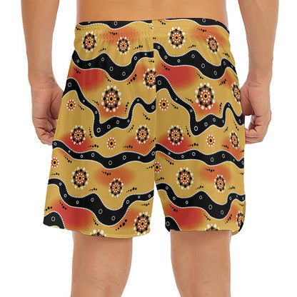 Australian Aboriginal Pattern Print Men's Split Running Shorts