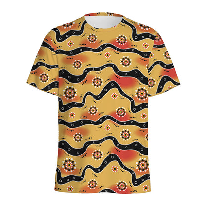 Australian Aboriginal Pattern Print Men's Sports T-Shirt