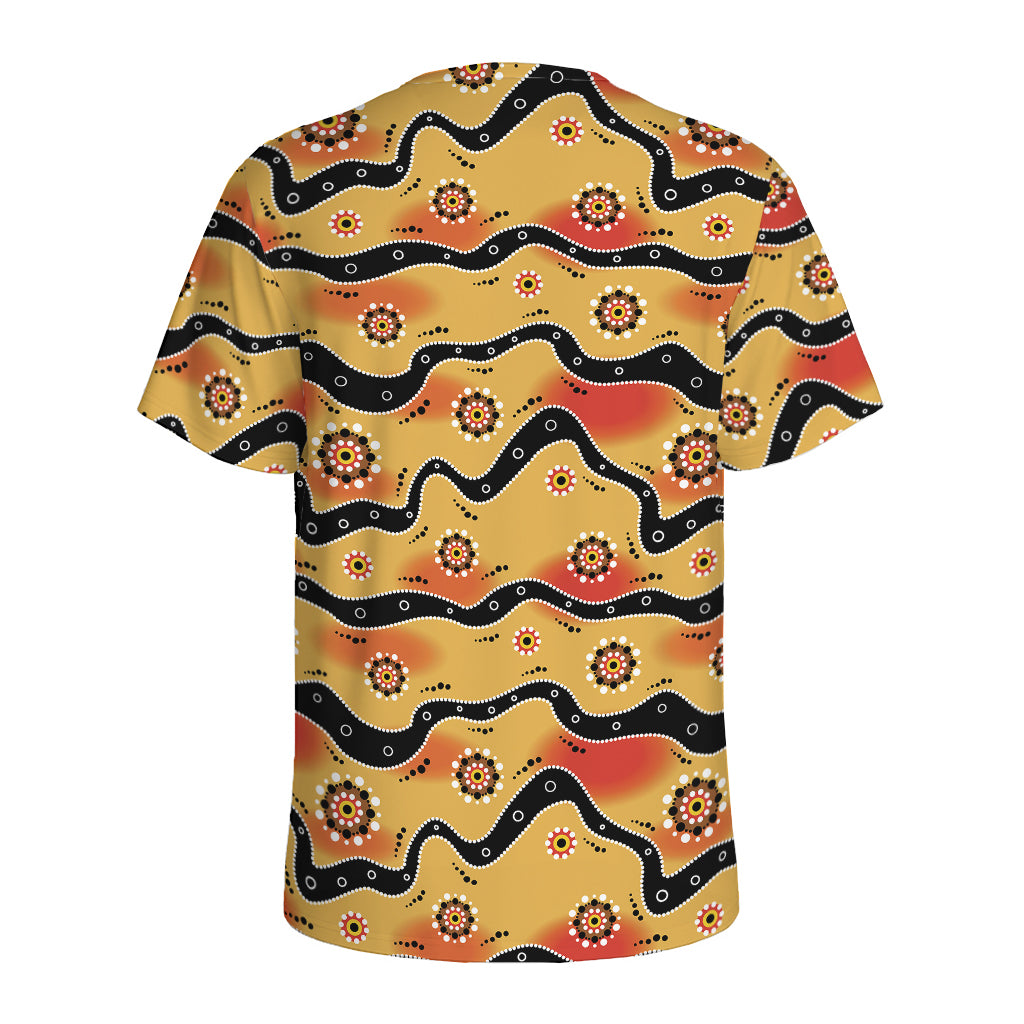 Australian Aboriginal Pattern Print Men's Sports T-Shirt