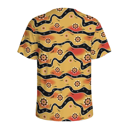 Australian Aboriginal Pattern Print Men's Sports T-Shirt