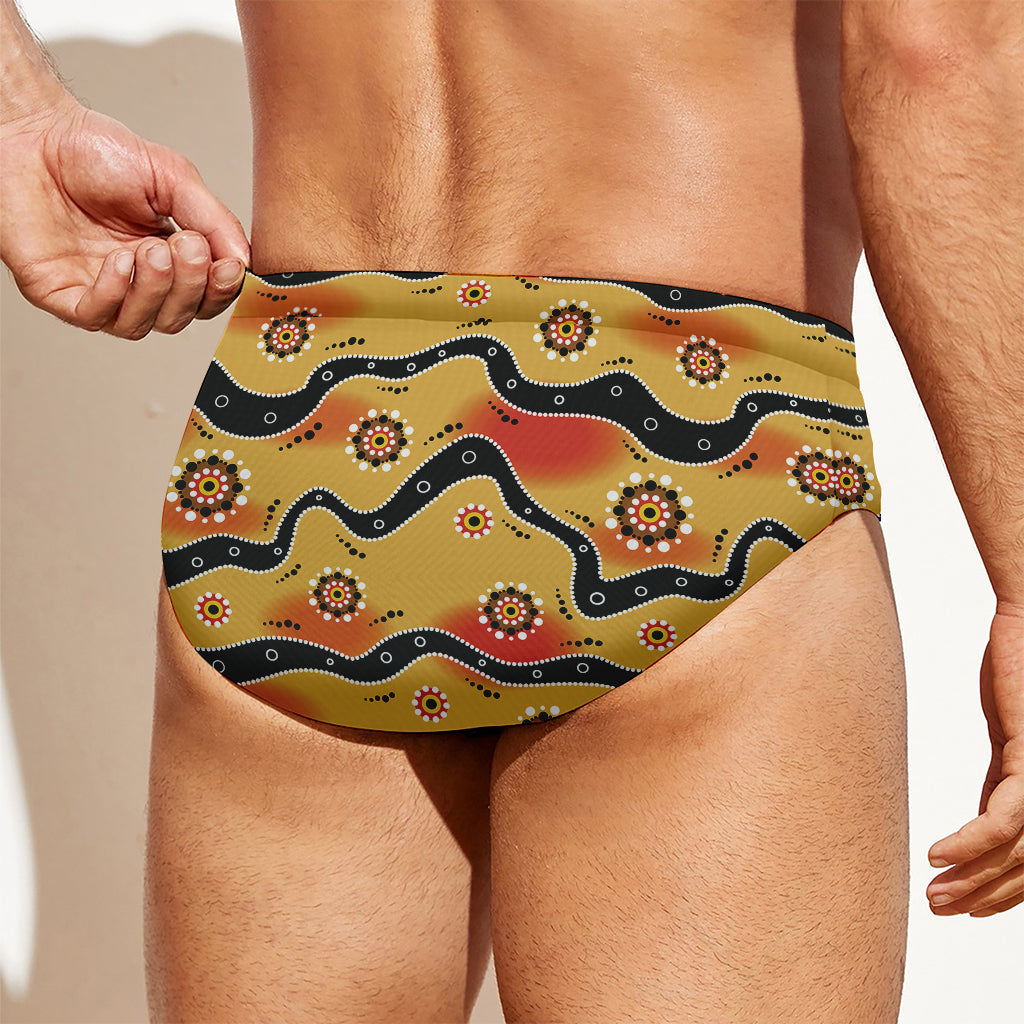 Australian Aboriginal Pattern Print Men's Swim Briefs