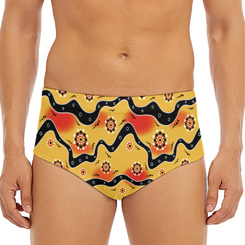 Australian Aboriginal Pattern Print Men's Triangle Swim Briefs