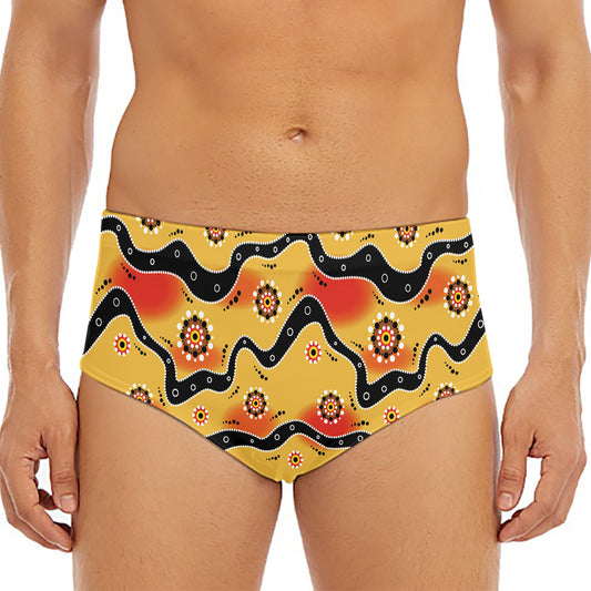 Australian Aboriginal Pattern Print Men's Triangle Swim Briefs
