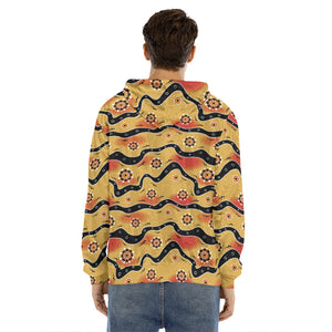 Australian Aboriginal Pattern Print Men's Velvet Pullover Hoodie