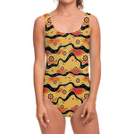 Australian Aboriginal Pattern Print One Piece Swimsuit