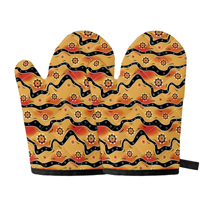 Australian Aboriginal Pattern Print Oven Mitts