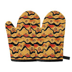 Australian Aboriginal Pattern Print Oven Mitts
