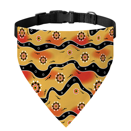 Australian Aboriginal Pattern Print Over The Collar Dog Bandana