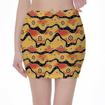 Australian Aboriginal Pattern Print Pencil Mini Skirt