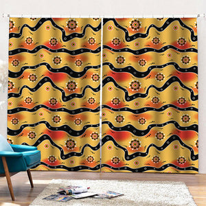 Australian Aboriginal Pattern Print Pencil Pleat Curtains