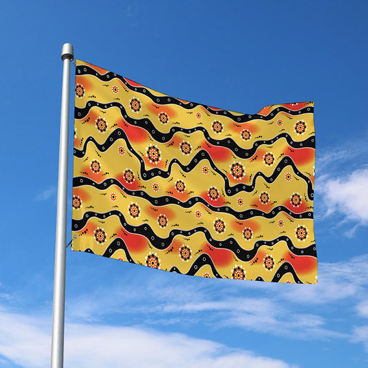 Australian Aboriginal Pattern Print Polyester Flag