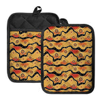 Australian Aboriginal Pattern Print Pot Holders With Pocket