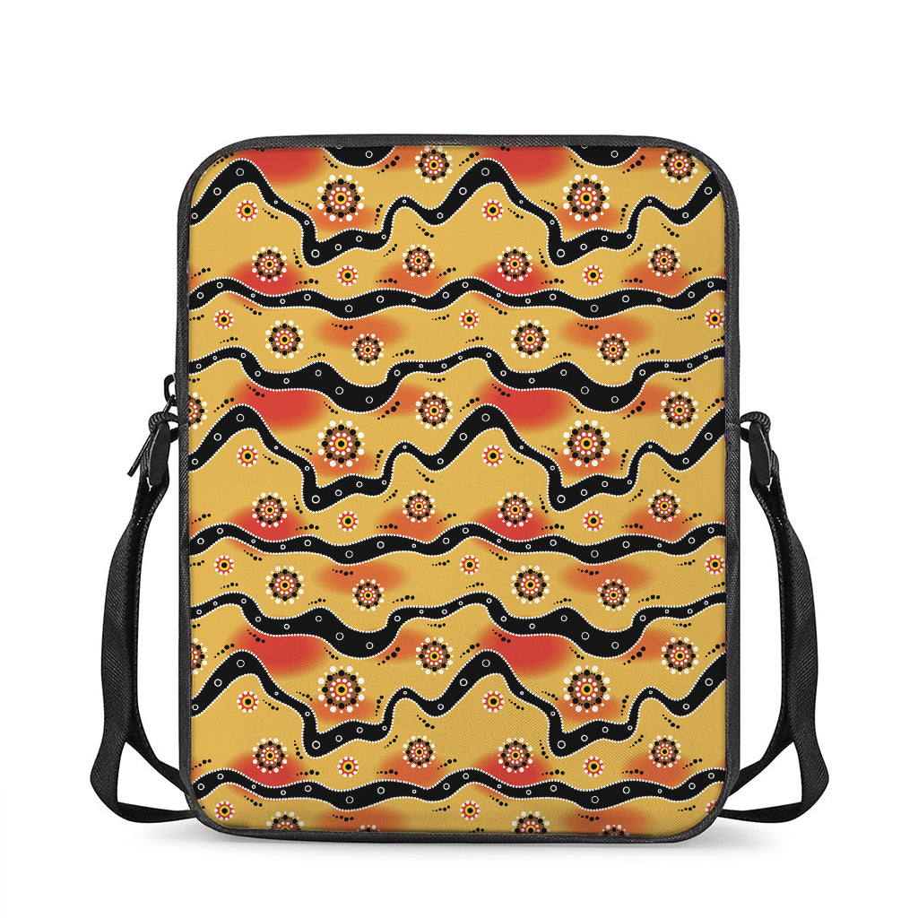 Australian Aboriginal Pattern Print Rectangular Crossbody Bag