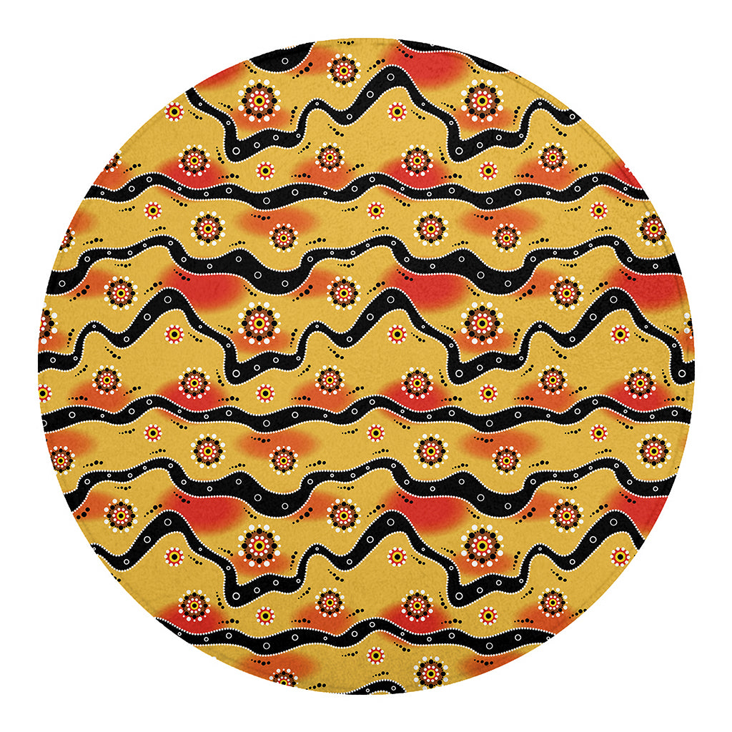 Australian Aboriginal Pattern Print Round Blanket