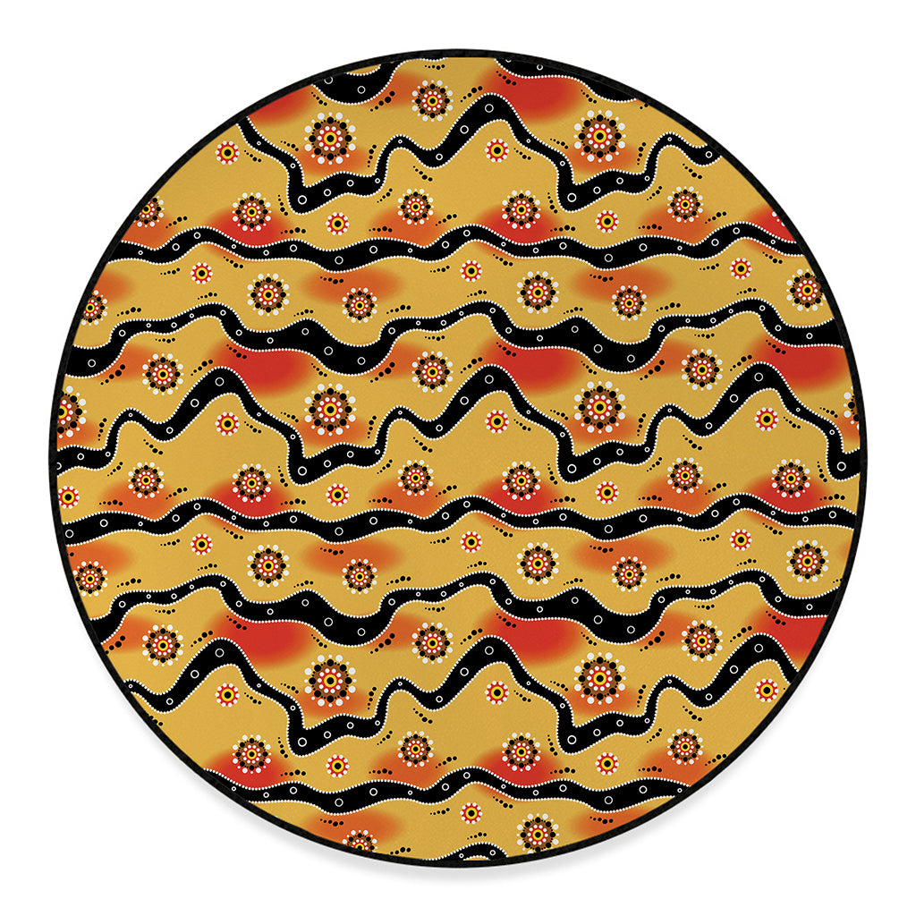 Australian Aboriginal Pattern Print Round Floor Mat