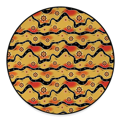 Australian Aboriginal Pattern Print Round Floor Mat