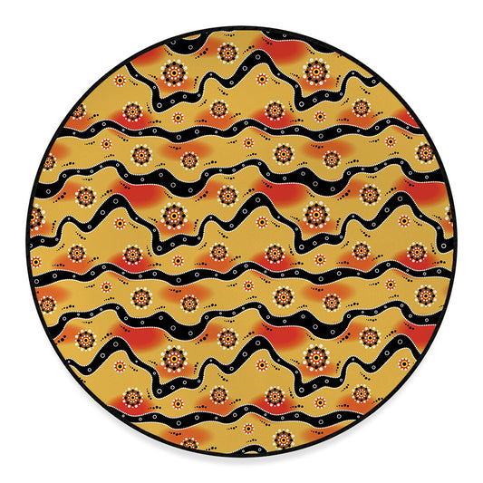 Australian Aboriginal Pattern Print Round Floor Mat