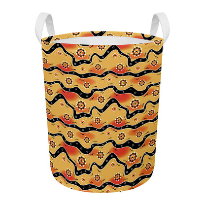 Australian Aboriginal Pattern Print Round Laundry Basket