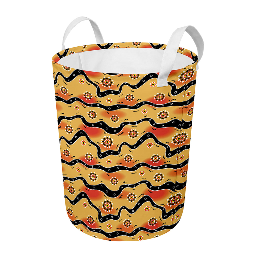 Australian Aboriginal Pattern Print Round Laundry Basket