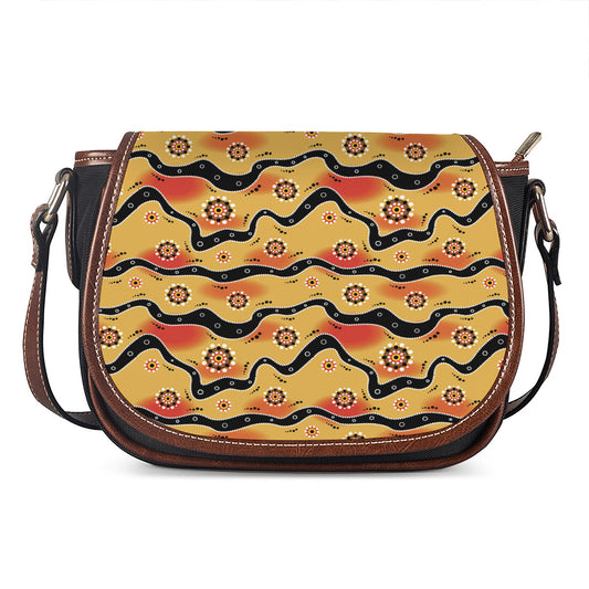 Australian Aboriginal Pattern Print Saddle Bag