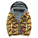 Australian Aboriginal Pattern Print Sherpa Lined Zip Up Hoodie