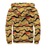 Australian Aboriginal Pattern Print Sherpa Lined Zip Up Hoodie
